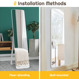 NNECW Floor Mirror with Stand and Solid Wood Frame for Living Room