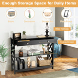 NNECW Console Table with Drawer and 2 Shelves for Living Room/Entrance-Black