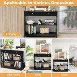NNECW Console Table with Drawer and 2 Shelves for Living Room/Entrance-Black