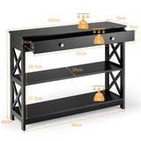 NNECW Console Table with Drawer and 2 Shelves for Living Room/Entrance-Black