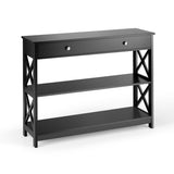 NNECW Console Table with Drawer and 2 Shelves for Living Room/Entrance-Black