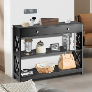 NNECW Console Table with Drawer and 2 Shelves for Living Room/Entrance-Black