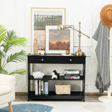 NNECW Console Table with Drawer and 2 Shelves for Living Room/Entrance-Black