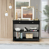 NNECW Console Table with Drawer and 2 Shelves for Living Room/Entrance-Black