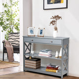 NNECW Console Table with Drawer and 2 Shelves for Living Room/Entrance-Grey