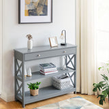 NNECW Console Table with Drawer and 2 Shelves for Living Room/Entrance-Grey