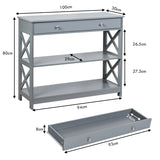 NNECW Console Table with Drawer and 2 Shelves for Living Room/Entrance-Grey