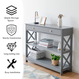 NNECW Console Table with Drawer and 2 Shelves for Living Room/Entrance-Grey