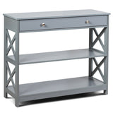 NNECW Console Table with Drawer and 2 Shelves for Living Room/Entrance-Grey
