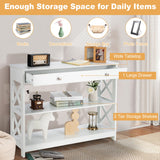 NNECW Console Table with Drawer and 2 Shelves for Living Room/Entrance-White