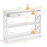 NNECW Console Table with Drawer and 2 Shelves for Living Room/Entrance-White