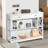 NNECW Console Table with Drawer and 2 Shelves for Living Room/Entrance-White