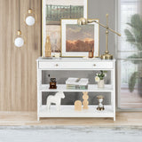 NNECW Console Table with Drawer and 2 Shelves for Living Room/Entrance-White