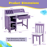 NNECW Kids Learning Desk &amp;amp; Chair Set  for Bedroom &amp;amp; Study Room-Purple