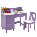 NNECW Kids Learning Desk &amp;amp; Chair Set  for Bedroom &amp;amp; Study Room-Purple