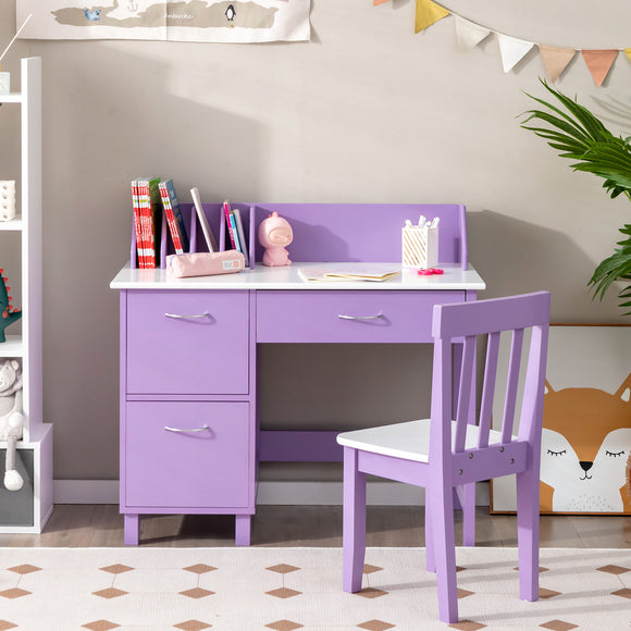 NNECW Kids Learning Desk &amp; Chair Set  for Bedroom &amp; Study Room-Purple