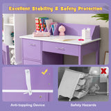 NNECW Kids Learning Desk &amp;amp; Chair Set  for Bedroom &amp;amp; Study Room-Purple