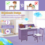 NNECW Kids Learning Desk &amp;amp; Chair Set  for Bedroom &amp;amp; Study Room-Purple