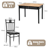 NNECW 5 Pieces Dining Table Set with 4 Upholstered Chairs for Coffee/Restaurant