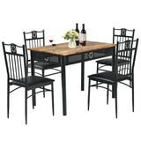 NNECW 5 Pieces Dining Table Set with 4 Upholstered Chairs for Coffee/Restaurant
