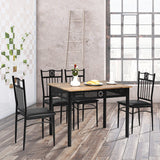 NNECW 5 Pieces Dining Table Set with 4 Upholstered Chairs for Coffee/Restaurant