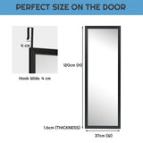 NNECW Wall Mounted Dressing Mirror with Hanging Hooks for Bedroom Black