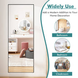 NNECW Full Body Mirror with Rectangular Aluminum Frame for Bathroom Black