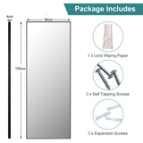 NNECW Full Body Mirror with Rectangular Aluminum Frame for Bathroom Black