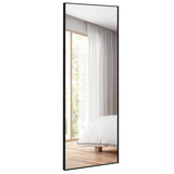 NNECW Full Body Mirror with Rectangular Aluminum Frame for Bathroom Black