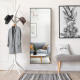 NNECW Full Body Mirror with Rectangular Aluminum Frame for Bathroom Black