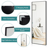 NNECW Full Body Mirror with Rectangular Aluminum Frame for Bathroom Black