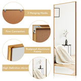 NNECW Full Body Mirror with Rectangular Aluminum Frame for Bathroom Golden