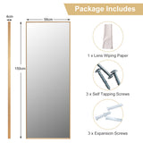 NNECW Full Body Mirror with Rectangular Aluminum Frame for Bathroom Golden