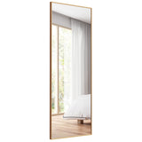 NNECW Full Body Mirror with Rectangular Aluminum Frame for Bathroom Golden