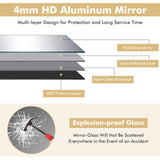 NNECW Full Body Mirror with Rectangular Aluminum Frame for Bathroom Golden