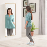 NNECW Full Body Mirror with Rectangular Aluminum Frame for Bathroom Golden