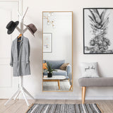 NNECW Full Body Mirror with Rectangular Aluminum Frame for Bathroom Golden