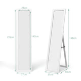 NNECW Full-length Wood Mirror with Wooden Frame-White