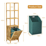 NNECW Bamboo Tower Hamper Organizer with 3-Tier Storage Shelves for Bathroom