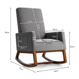 NNECW Modern Rocking Chair with Rubber Wood Base for Living Room-Grey
