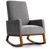NNECW Modern Rocking Chair with Rubber Wood Base for Living Room-Grey