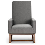 NNECW Modern Rocking Chair with Rubber Wood Base for Living Room-Grey