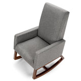 NNECW Modern Rocking Chair with Rubber Wood Base for Living Room-Grey