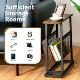 NNECW  2-Tier Industrial End Table with Mesh Magazine Holder Sling for Living Room/Bedroom/Office
