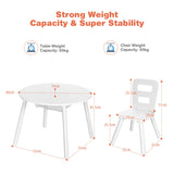 NNECW 3 Piece Kids Wooden Activity Table and Chair Set with Mesh Storage