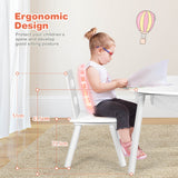 NNECW 3 Piece Kids Wooden Activity Table and Chair Set with Mesh Storage