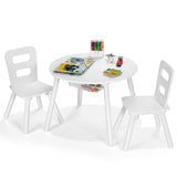 NNECW 3 Piece Kids Wooden Activity Table and Chair Set with Mesh Storage