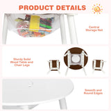 NNECW 3 Piece Kids Wooden Activity Table and Chair Set with Mesh Storage