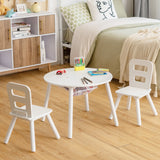 NNECW 3 Piece Kids Wooden Activity Table and Chair Set with Mesh Storage
