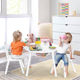 NNECW 3 Piece Kids Wooden Activity Table and Chair Set with Mesh Storage